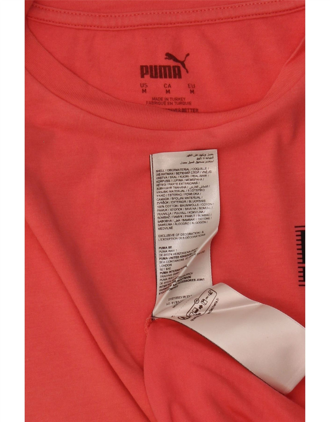 Puma Womens T-Shirt Top UK 14 Medium Orange Cotton