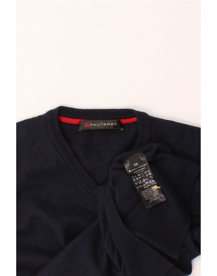 PEUTEREY Mens V-Neck Jumper Sweater XS Navy Blue Cotton Vintage PEUTEREY and Second-Hand PEUTEREY from Messina Hembry 