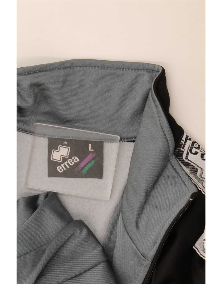 Errea Mens Graphic Tracksuit Top Jacket Large Grey Colourblock Cotton
