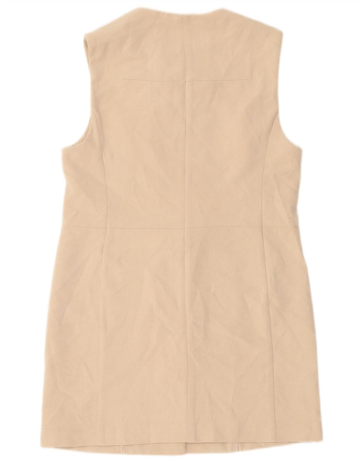 Marks & Spencer Womens Longline Sleeveless Blazer Jacket UK 10 Small Beige