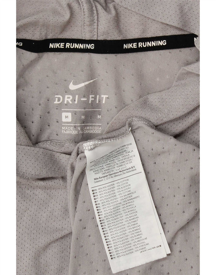 T-shirt con cappuccio Nike Dri Fit da uomo in poliestere grigio medio