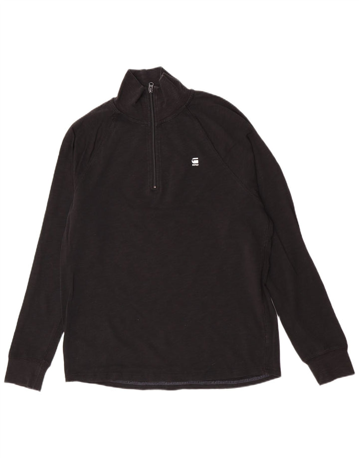 Top G-Star da uomo con zip e collo a maniche lunghe, grande, nero