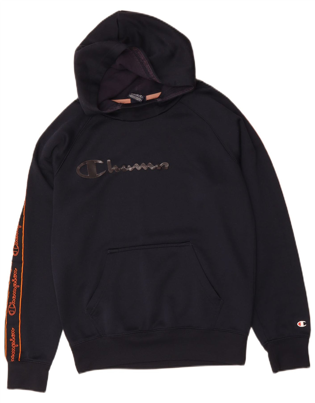 CHAMPION Mens Graphic Hoodie Jumper Medium Navy Blue Polyester