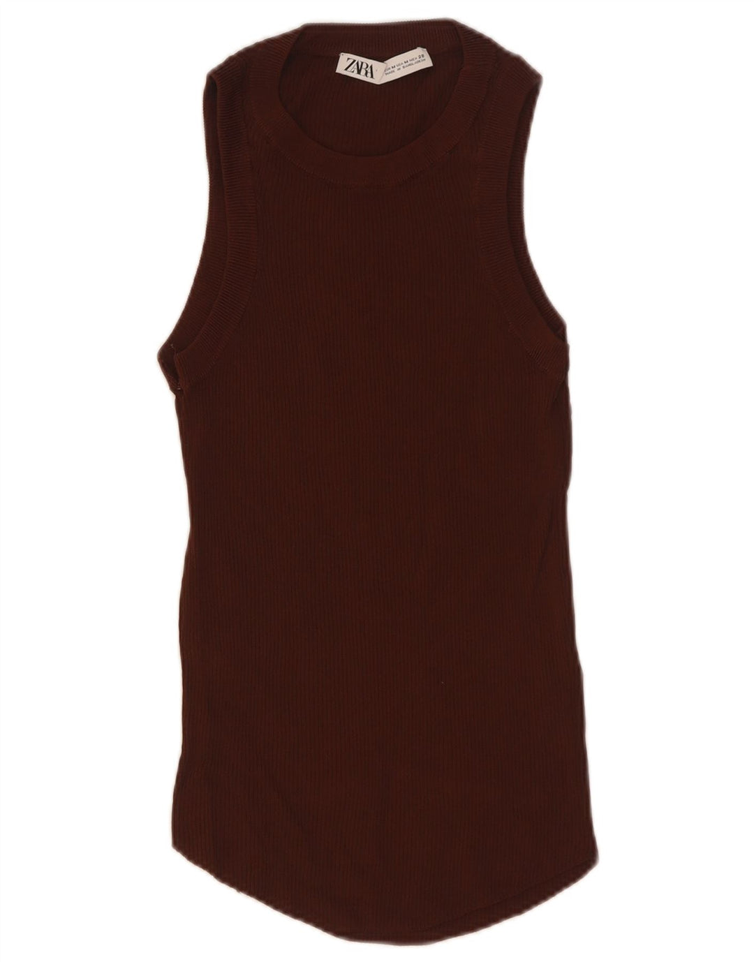 Zara Womens Vest Top UK 12 Medium Brown Viscose