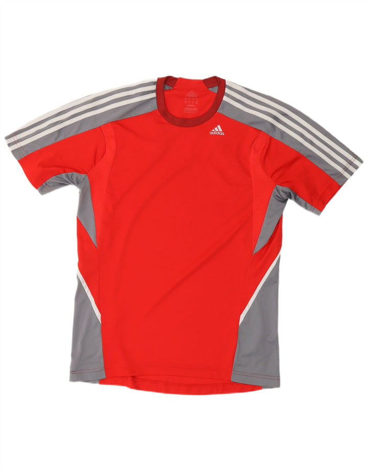 Męska koszulka ADIDAS Climalite z poliestru w kolorze średniej czerwieni