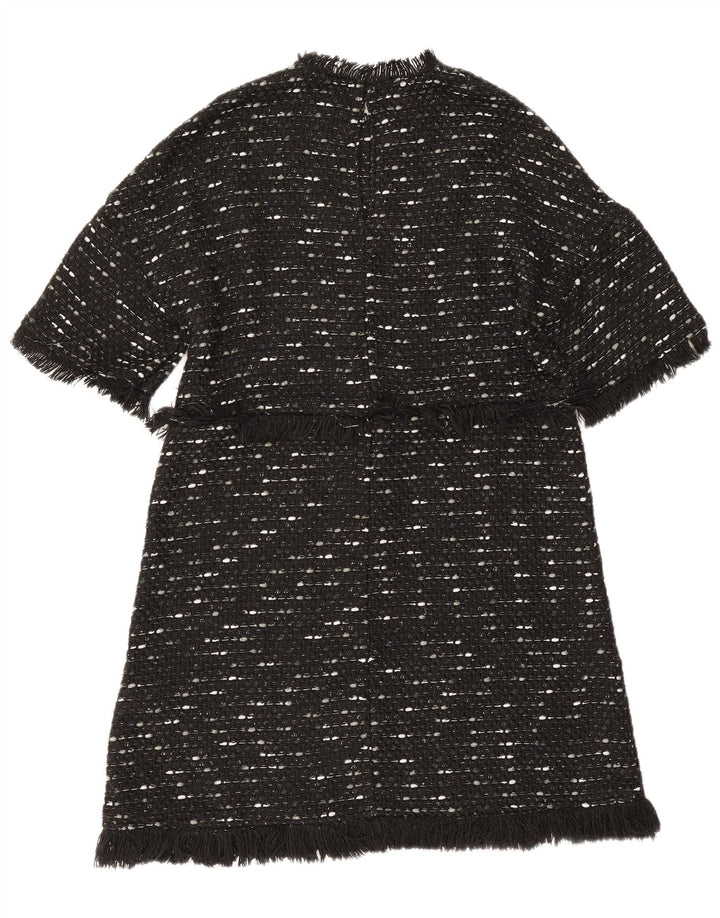 Zara Dame A-Line Kjole UK 12 Medium Sort Flecked Polyester