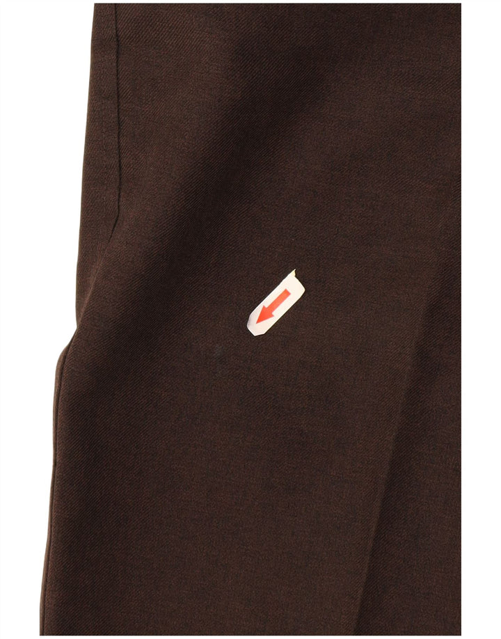 Farah Mens Straight Casual Trousers W36 L29 Brown Polyester