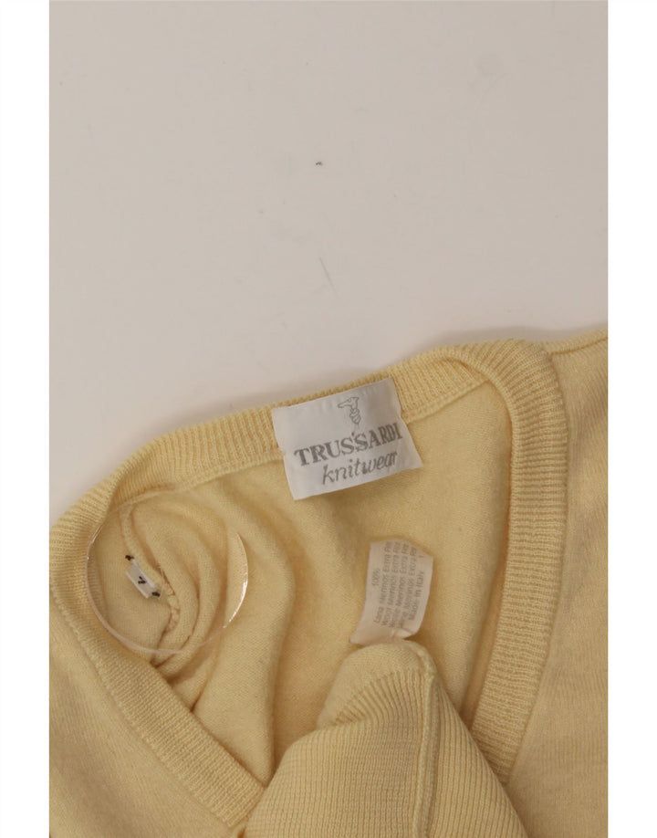 TRUSSARDI Mens V-Neck Jumper Sweater Large Beige Wool Vintage Trussardi and Second-Hand Trussardi from Messina Hembry 