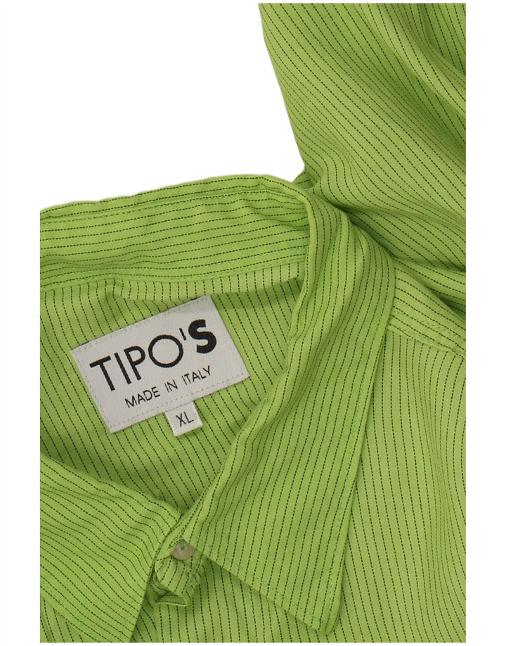 TIPO' S Mens Short Sleeve Shirt XL Green Pinstripe