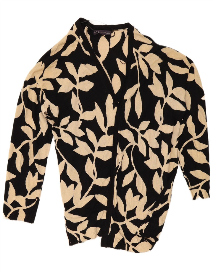 Marks & Spencer Womens Oversized Cardigan Sweater UK 16 Large Black Floral