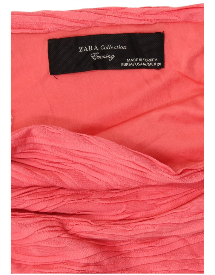 Zara Womens Strapless Bodycon Dress UK 14 Medium Pink Polyester