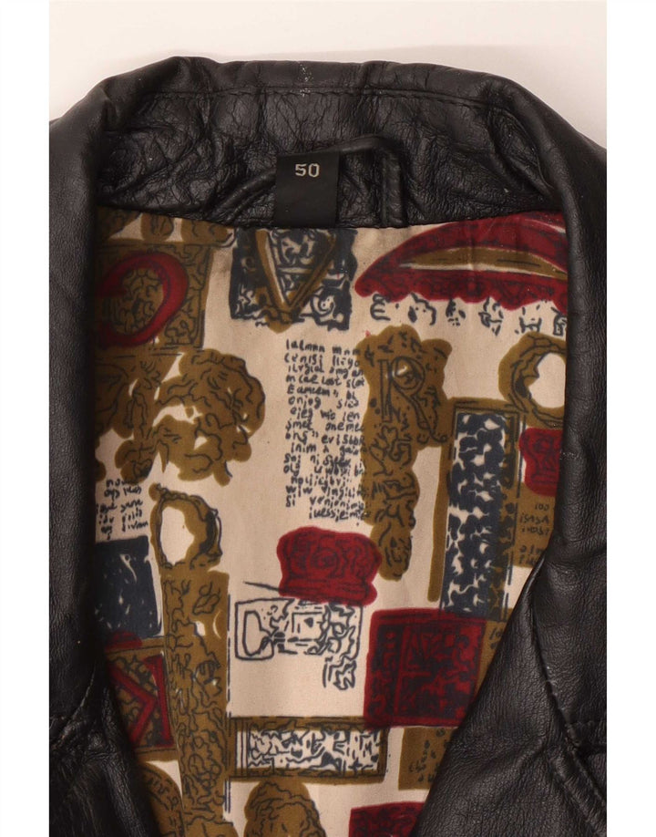 Vintage Herre Læder Biker Jacket IT 50 Medium Sort