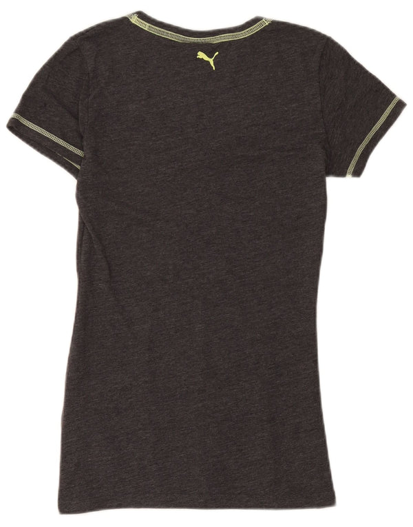 Puma Womens Graphic T-Shirt Top UK 10 Small Grey Flecked Cotton