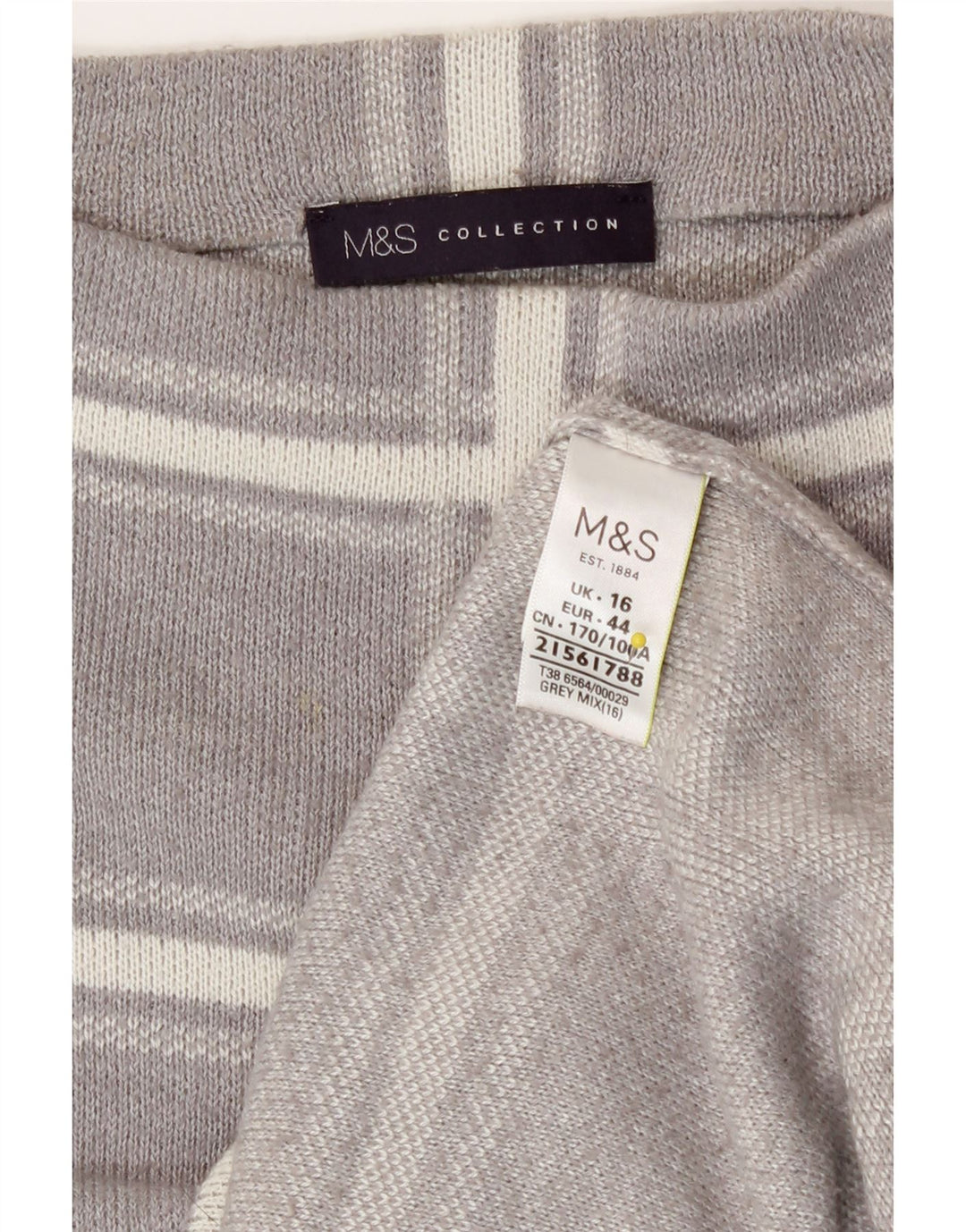 Marks & Spencer Dame sweater med rund hals DK 16 Stor grå ternet