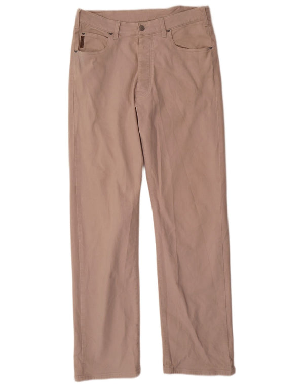 Armani Mens Straight Casual Trousers W34 L33 Beige Cotton