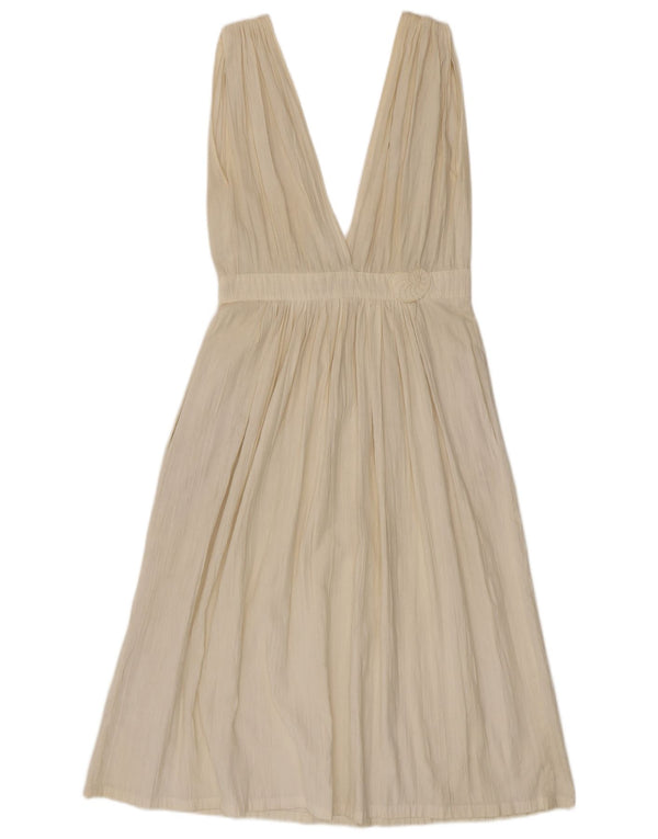 Vintage Womens Sleeveless A-Line Dress EU 40 Medium Off White Cotton