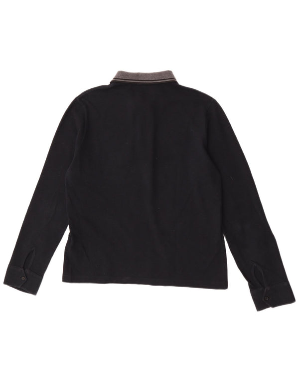 Polo da rugby da uomo a maniche lunghe Fred Perry piccola in cotone nero