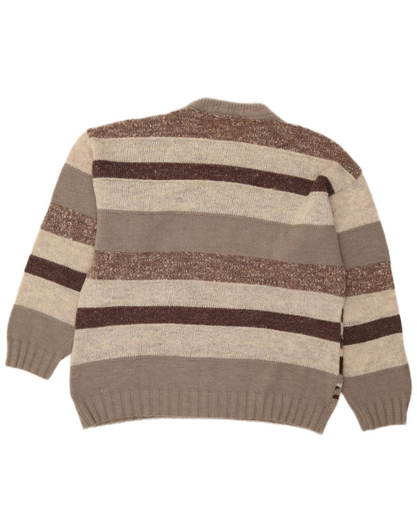Vintage Mens Crew Neck Jumper Sweater IT 50 Medium Brown Geometric