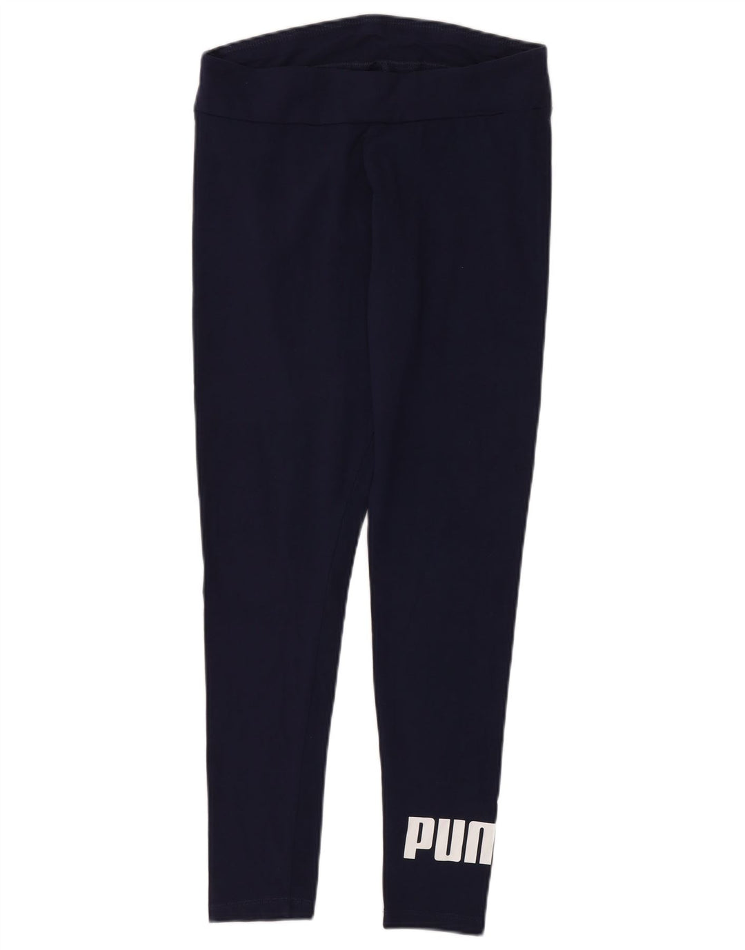 Puma Womens Graphic Leggings UK 12 Medium Navy Blue Cotton