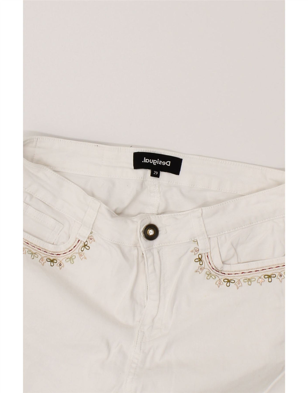 DESIGUAL Womens Slim Casual Trousers W29 L27 White Vintage Desigual and Second-Hand Desigual from Messina Hembry 