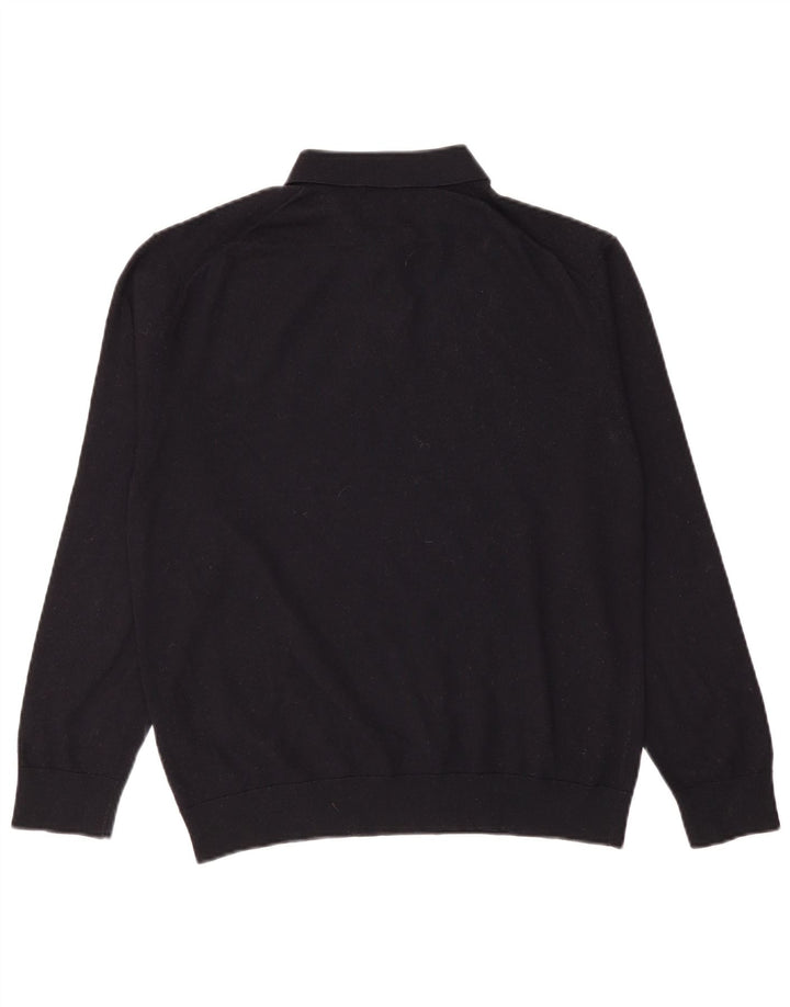 Zara Mens Polo Neck Jumper Sweater XL Navy Blue Wool