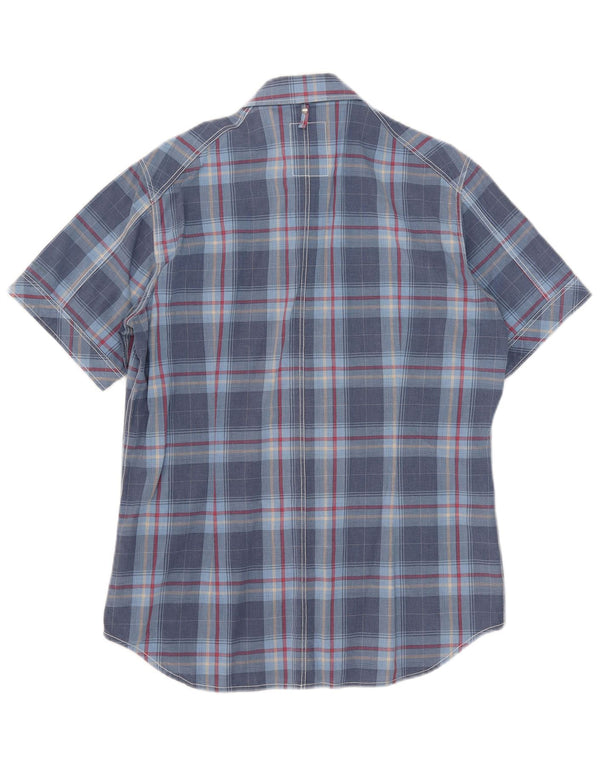 G-Star Mens Short Sleeve Shirt Large Blue Check Cotton