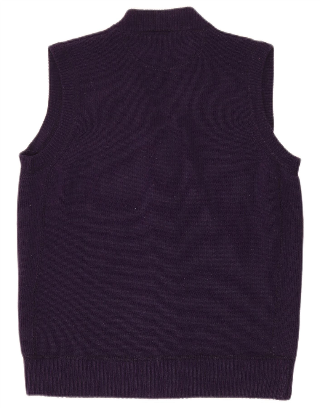 FRANKLIN MARSHALL Mens Sleeveless Cardigan Sweater Large Purple Wool