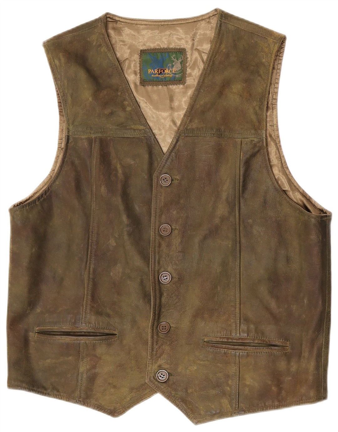 Gilet in pelle da uomo Parforce in pelle kaki media