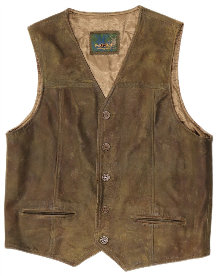 Gilet in pelle da uomo Parforce in pelle kaki media