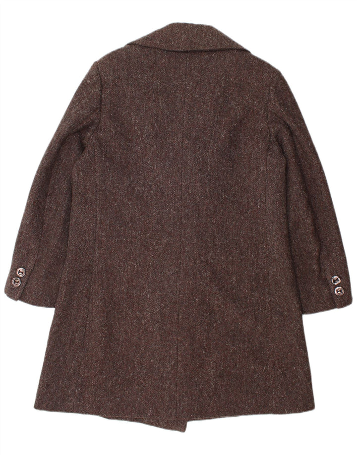 Vintage Womens Double Breasted Coat UK 14 Medium Brown Flecked