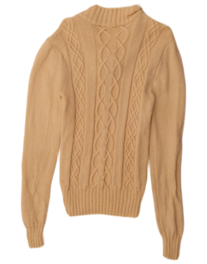 Vintage Mens V-Neck Jumper Sweater Medium Beige