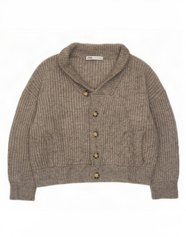 Pulover cardigan supradimensionat pentru femei Zara UK 10 Mic gri acrilic