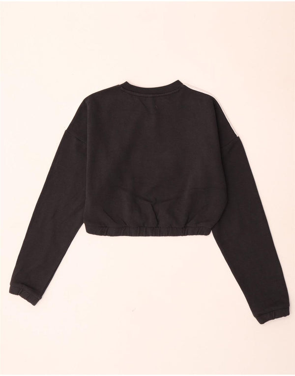 Adidas Womens Crop Oversized Sweatshirt Jumper UK 8/10 Small Black Bomuld