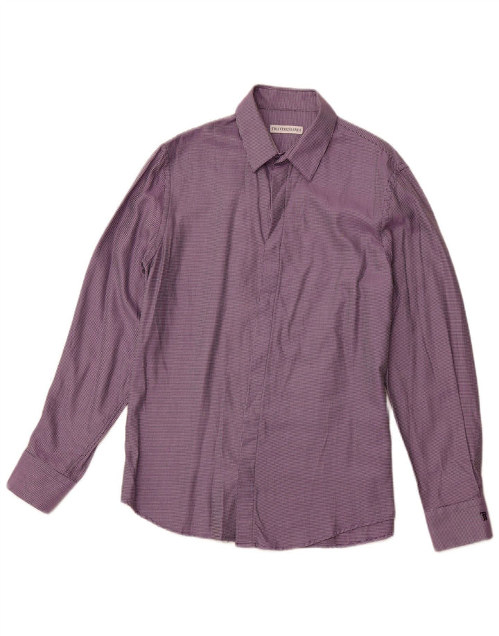TRUSSARDI Mens Shirt Size 41 Medium Purple Spotted