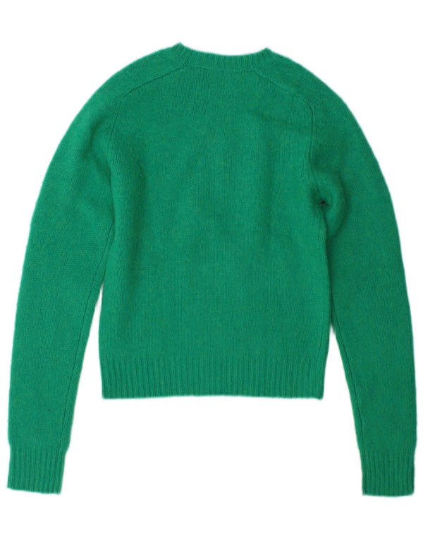 Polo Ralph Lauren Damen Crop Pullover mit Rundhalsausschnitt UK 6 XS Grüne Wolle