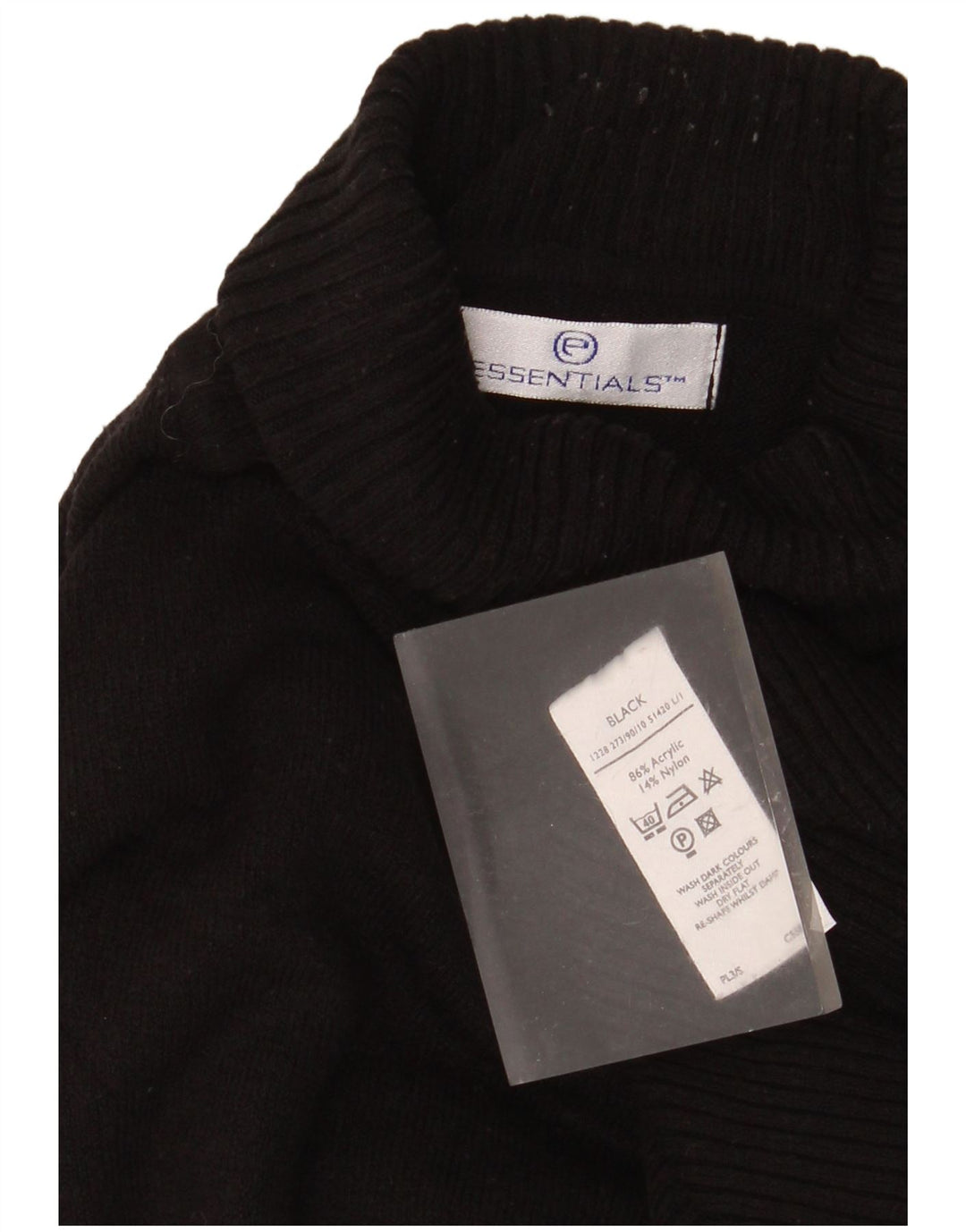 Essentials Womens Roll Neck Jumper Sweater UK 14 Medium Black Acrylic