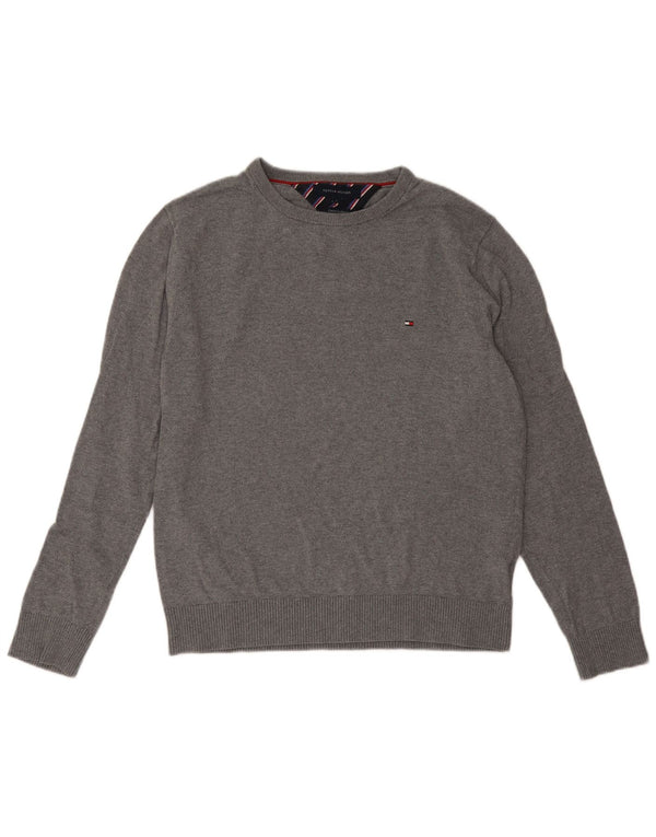 Tommy Hilfiger Mens Boat Neck Jumper Sweater Large Grey Cotton