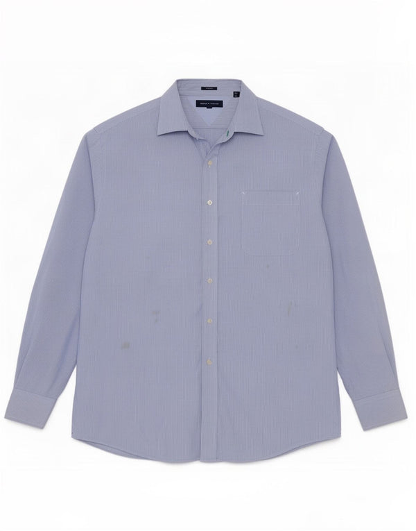 Cămașă pentru bărbați Tommy Hilfiger Slim Fit Mărimea 17 XL Bumbac cu dungi albastre