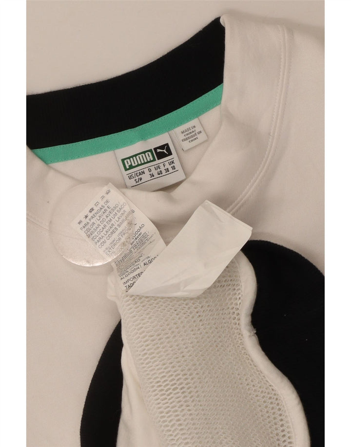 Puma Womens Graphic Sweatshirt Jumper UK 10 Small White Cotton