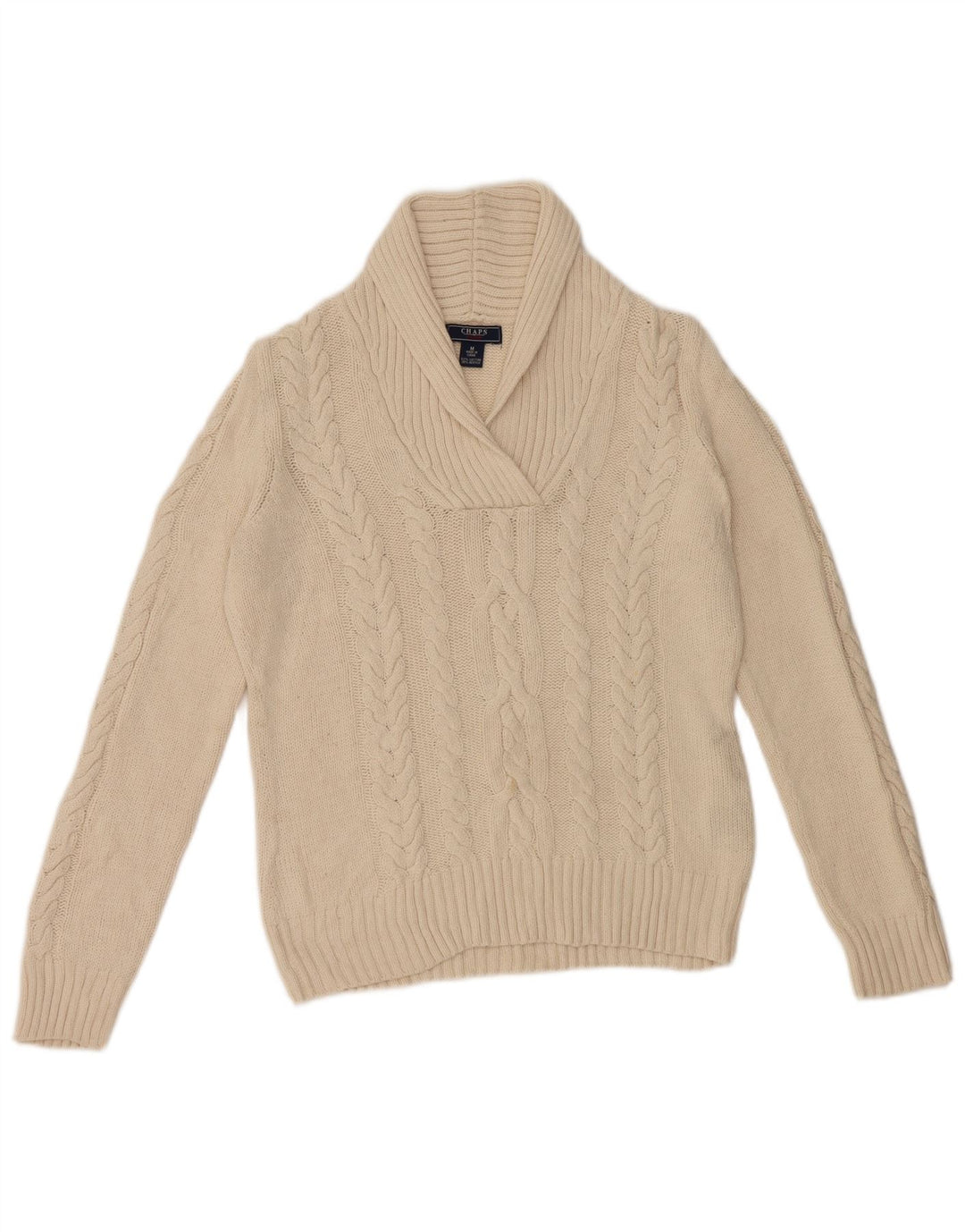 Chaps Dame Shawl Neck Jumper Sweater UK 14 Medium Off White Bomuld