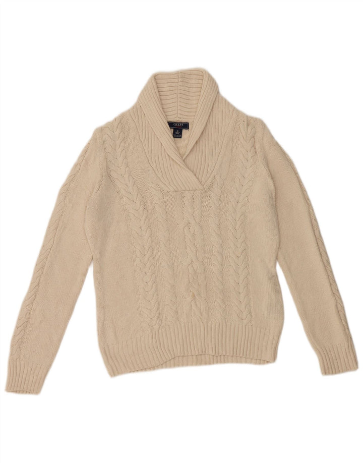 Chaps Dame Shawl Neck Jumper Sweater UK 14 Medium Off White Bomuld