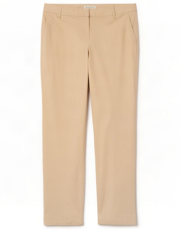 Massimo Dutti Womens Slim Suit Trousers EU 42 Large W32 L31 Beige Cotton
