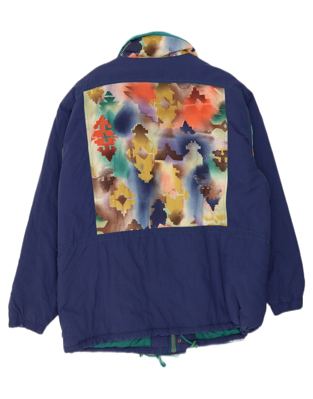 VINTAGE Mens Windbreaker Jacket UK 42 XL Navy Blue Geometric Polyamide Vintage Vintage and Second-Hand Vintage from Messina Hembry 