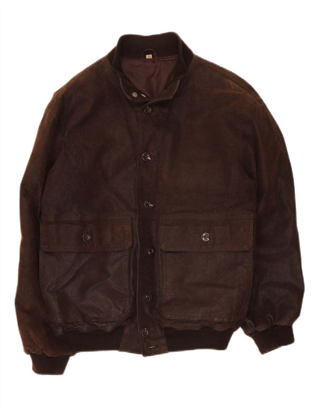 Jaqueta de couro bomber masculina vintage IT 48 marrom médio