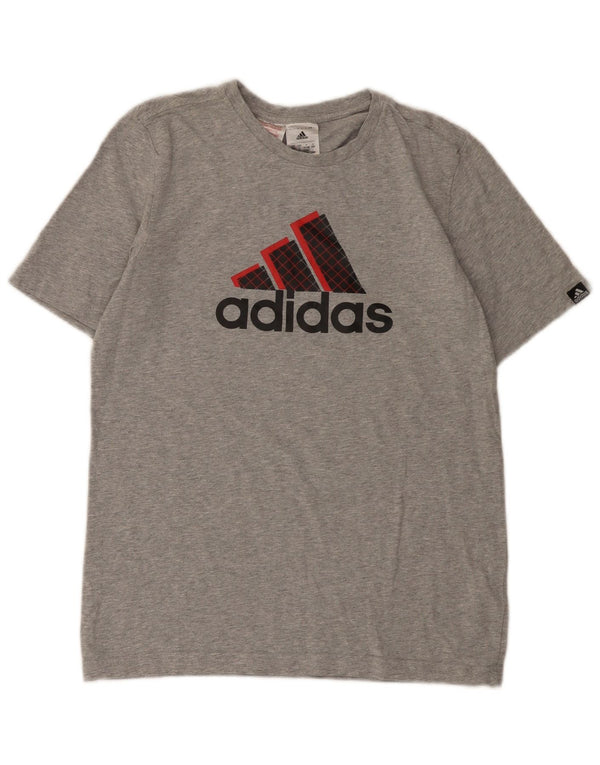 Adidas Boys Graphic T-Shirt Top 13-14 Years Grey Cotton