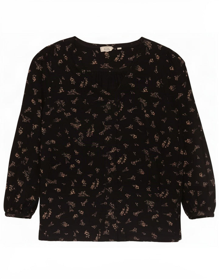 Fat Face Γυναικείο Υπερμεγέθη Τοπ UK 14 Medium Black Floral Viscose