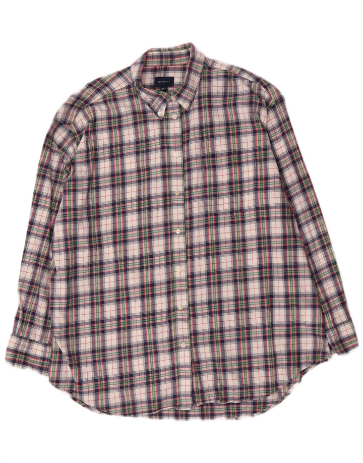 Gant Womens Oversized Flannel Shirt UK 16 Large Multicoloured Check Cotton