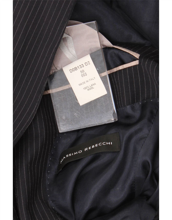 Giacca blazer da uomo a 2 bottoni Massimo Rebecchi UK 38 medio a righe blu navy