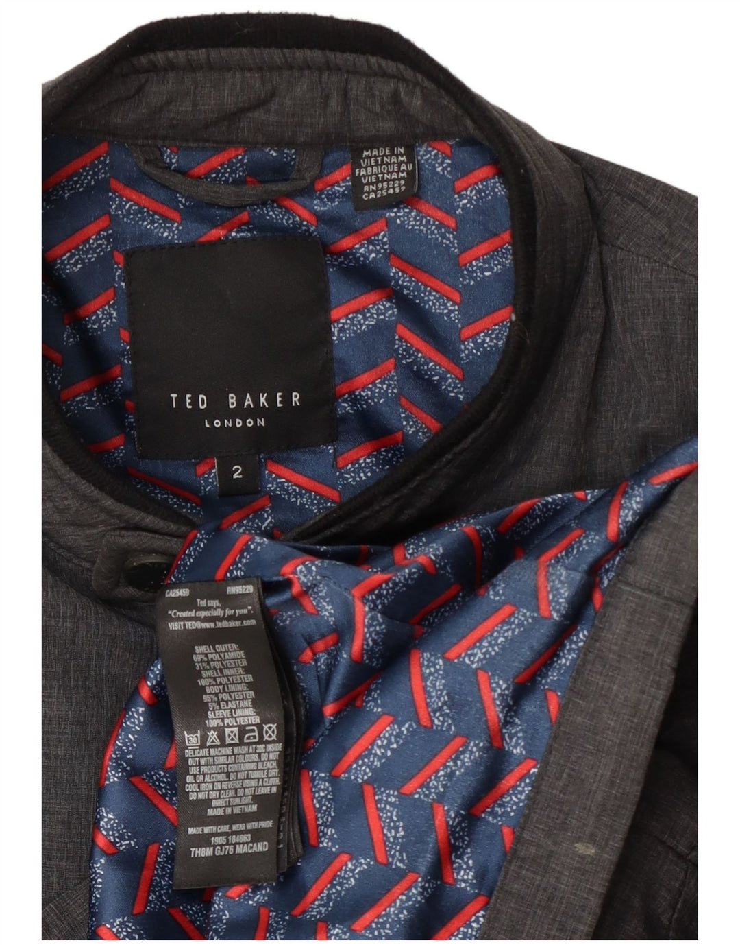 Ted Baker Chaqueta Bomber para Hombre Talla 2 Pequeña Poliamida Gris