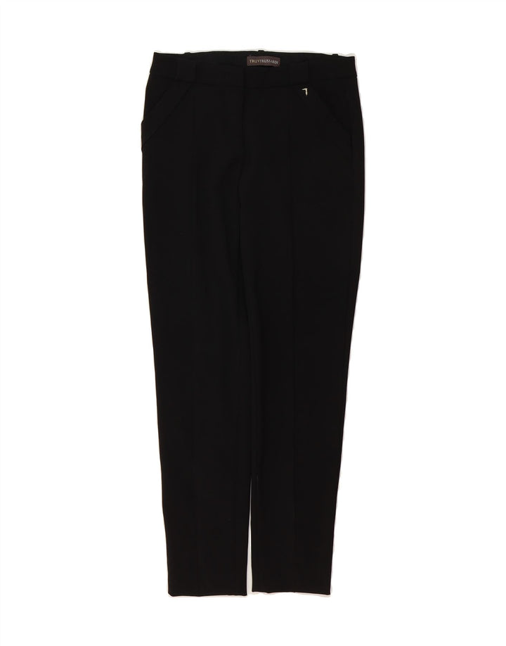TRUSSARDI Womens Slim Casual Trousers EU 38 Medium W28 L28 Black Polyester Vintage Trussardi and Second-Hand Trussardi from Messina Hembry 